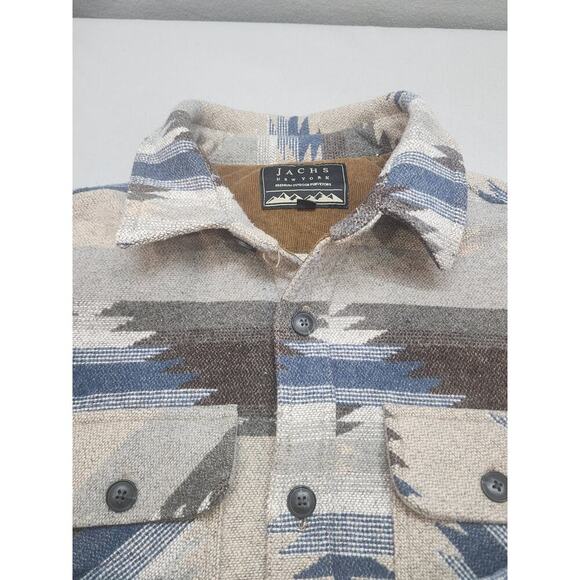 Jachs New York Flannel Aztec Southwest Shacket Wool Blend Blue Men’s Sz 2XL - Picture 4 of 7